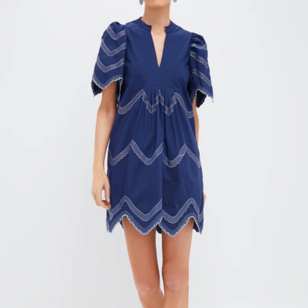 Chic Navy Midi Dress with Embroidered Details - Picture 6 of 8